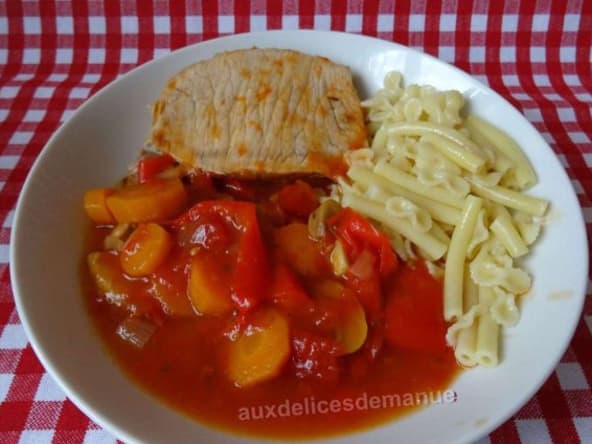 rôti de porc moelleux aux légumes