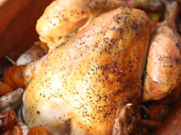 Poulet rôti au römertopf aux kumquats