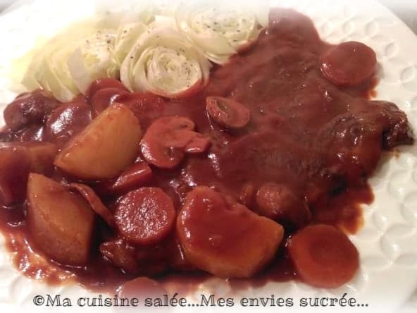 Tranches de cœur au vin en cocotte