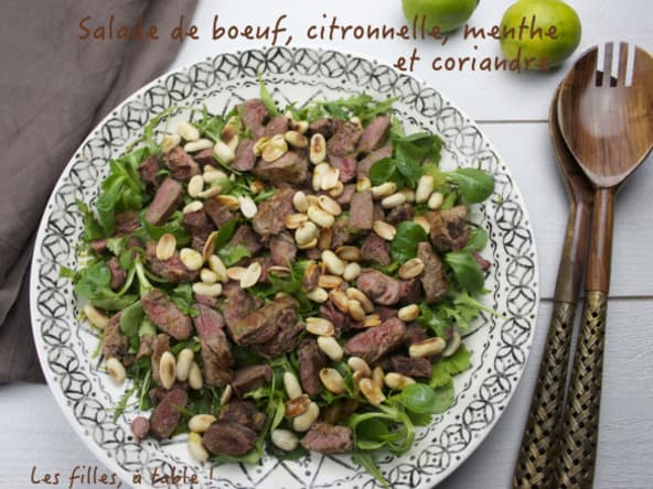 Salade de boeuf, citronnelle, menthe et coriandre