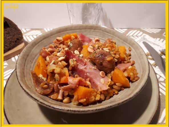 Petit épeautre aux châtaignes et potimarron