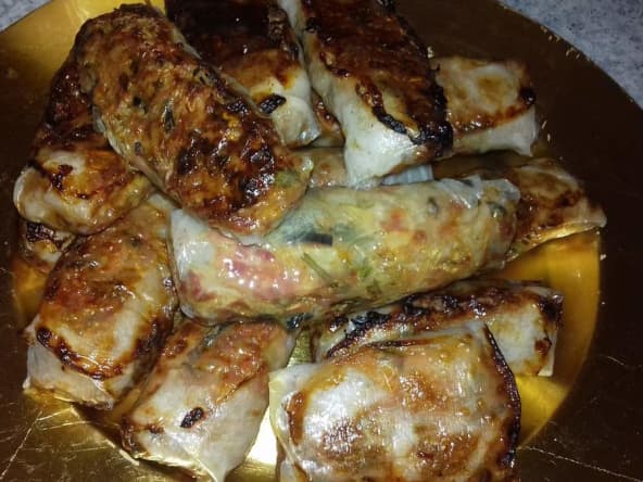 Nems au poulet et à la coriandre cuisson au four pour le Nouvel An chinois