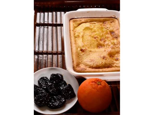 Flan sans gluten aux pruneaux et à l’orange