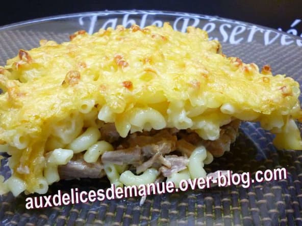 Gratin de pâtes facile aux restes de rouelle de porc