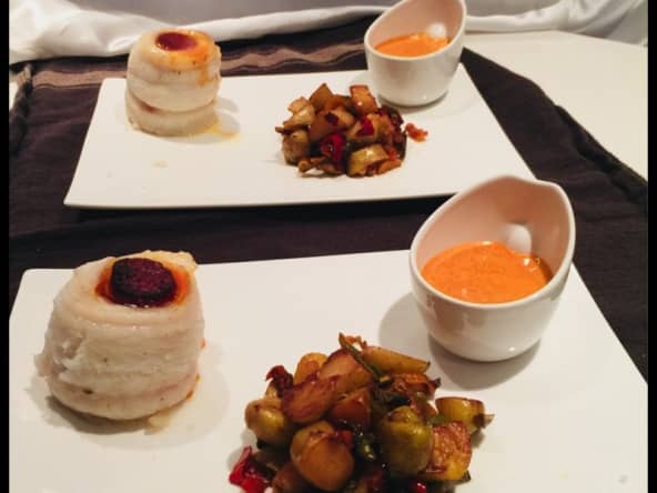 Recette de rouleaux de sabre, crème de chorizo avec ses pommes de terre et poivrons 