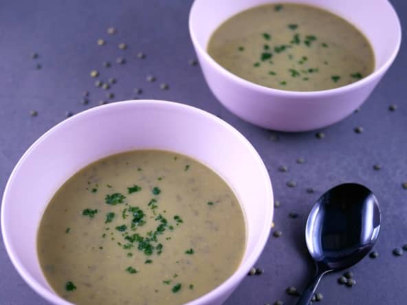 Soupe toute simple lentilles et poireaux