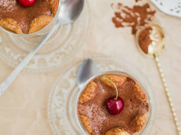 Charlotte dans un verre chocolat-café au tofu soyeux (IG bas)
