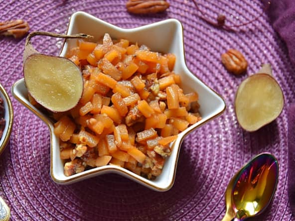 Poires de Terre à l'Érable, Noix de Pécan et Épine-Vinette