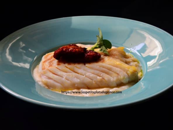 Dos de cabillaud rôti, purée fine de chou fleur