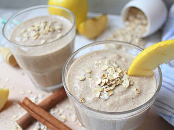 Smoothie pomme, avoine, cannelle
