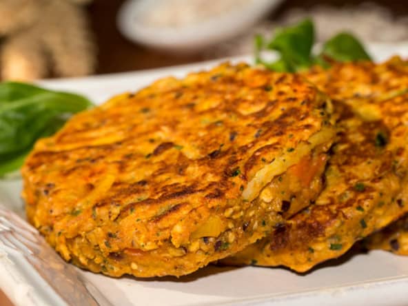 Galettines d’avoine et Asuki aux petits légumes