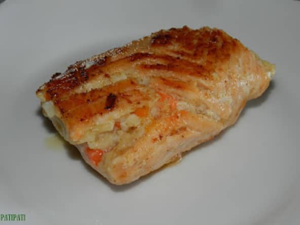 Saumon farci aux légumes et à la mozzarella