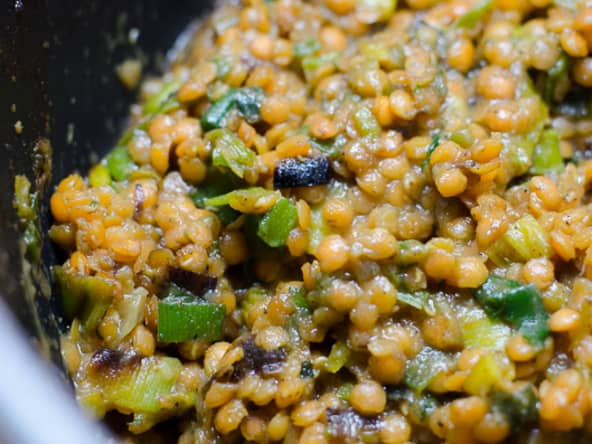 Lentilles corail au poireau