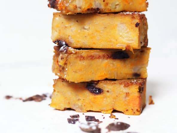 Gâteau de patate douce, banane et pépites de chocolat