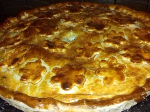 Flamiche picarde, tourte au poireau aux dés de jambon 