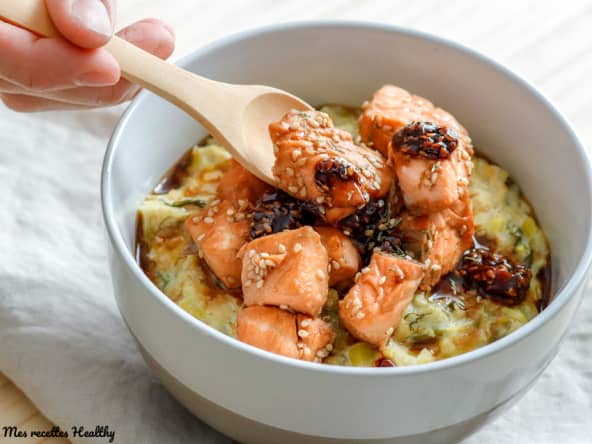 Porridge de poireau ricotta au saumon