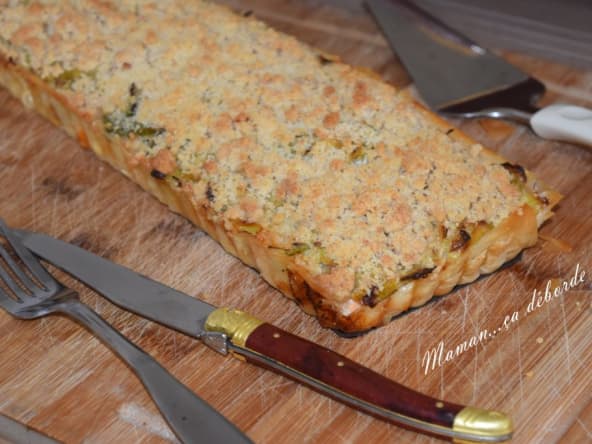 Tarte poireau, saumon et son crumble 