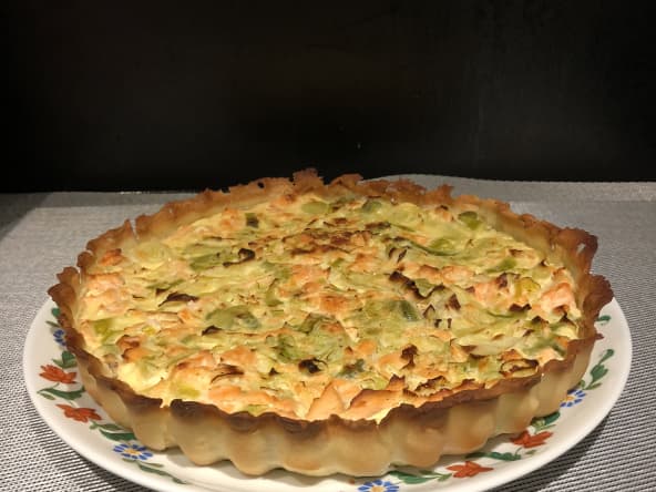 Tarte aux poireaux et saumon