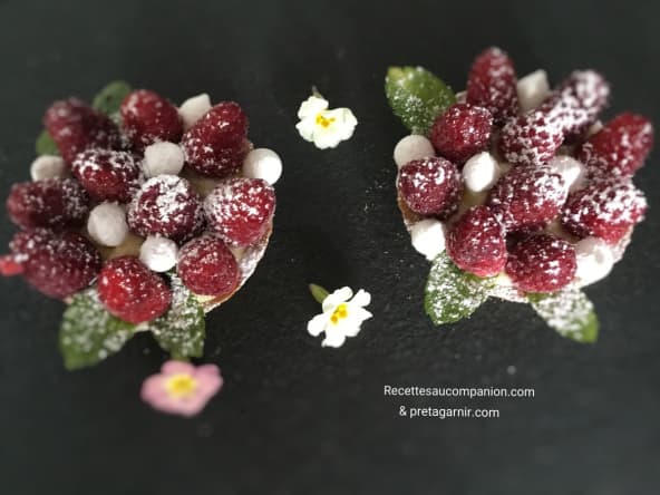 Tartelettes spéculoos framboises et ses perles de meringue