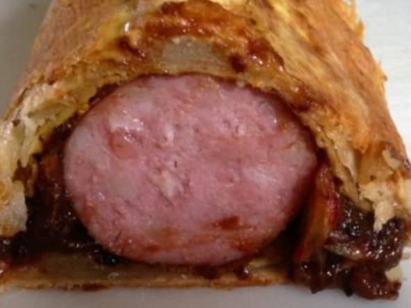 Saucisse de Morteau en croûte aux pruneaux d’Agen