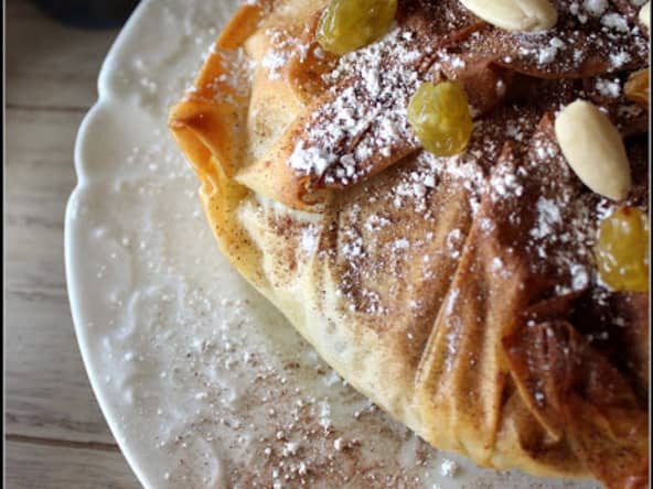 la pastilla , version végétale aux pst raisins amandes et cannelle