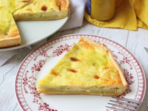 Quiche poireaux, pommes de terre et moutarde au curry