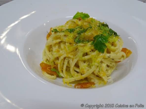 Lunguine à la Poutargue de mulet, crème et citron