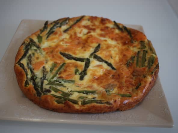 Clafoutis asperges et truite fumée