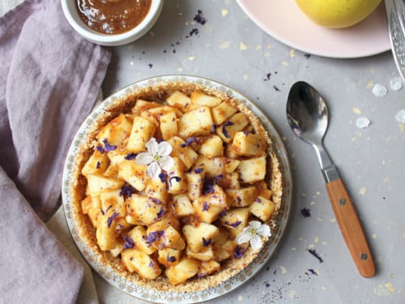 Tarte aux pommes crue à la vanille
