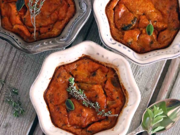 Flan d'aubergines et tomates à la provençale