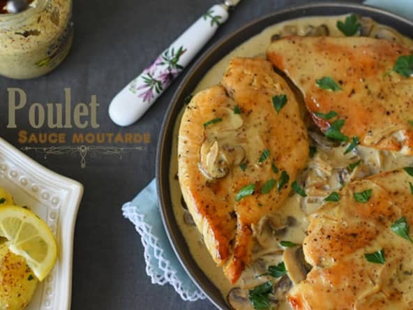 Escalopes sauce à la moutarde et champignons