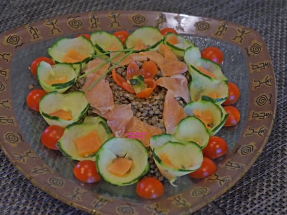 Salade de lentilles et Saumon fumé