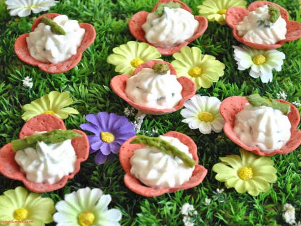 Fleurs de ricotta basilic asperge