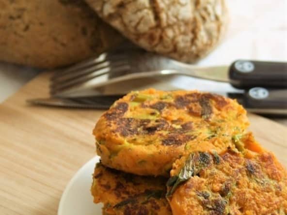 Galettes de patates douces, poireaux, sans gluten, sans lait, sans œufs