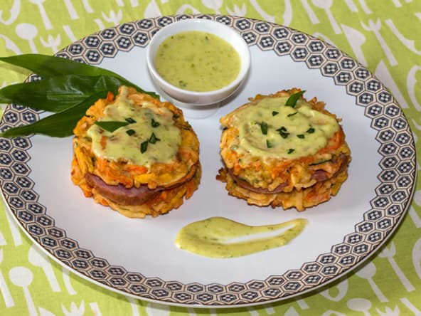 Morteau en millefeuille de paillasson de légumes
