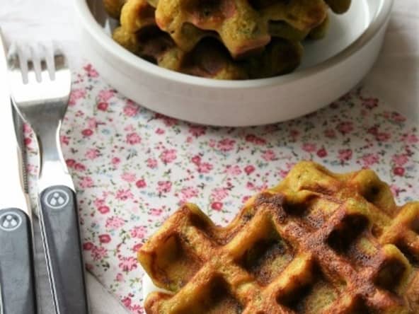 Gaufres salées au fromage et poireaux