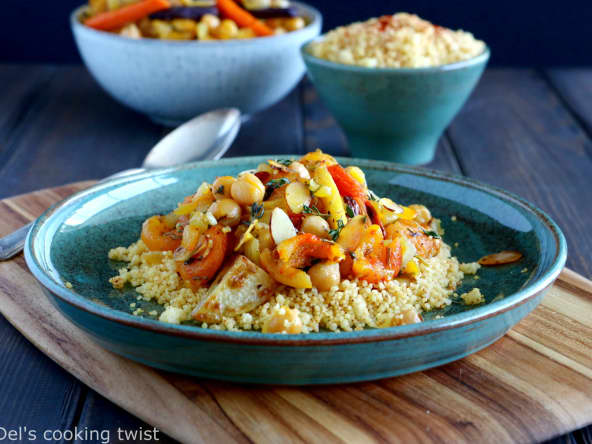 Tajine aux pois chiches, abricots et amandes aux épices douces