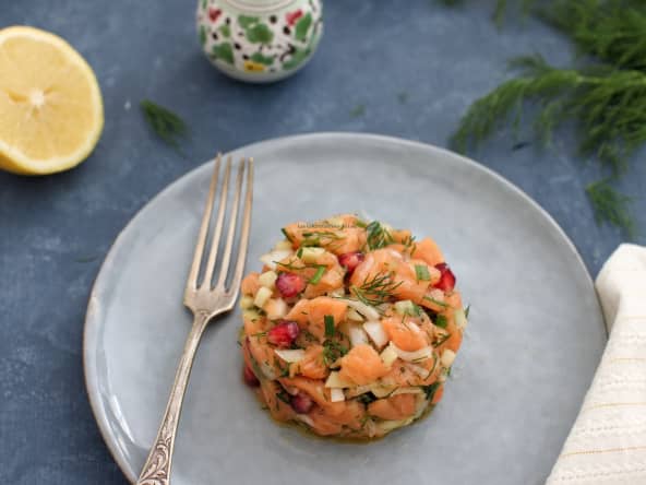 Tartare de saumon et pommes granny smith