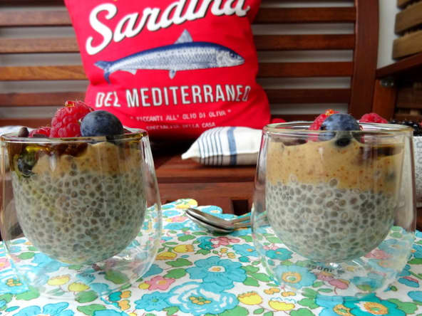 Dessert ou petit déjeuner aux graines de chia et fruits rouges