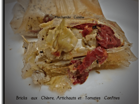 Bricks au chèvre, artichauts et tomates séchées