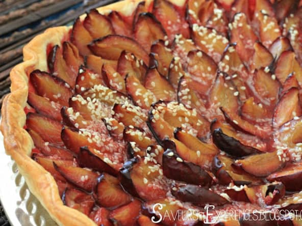 Tarte aux quetsches et sésame