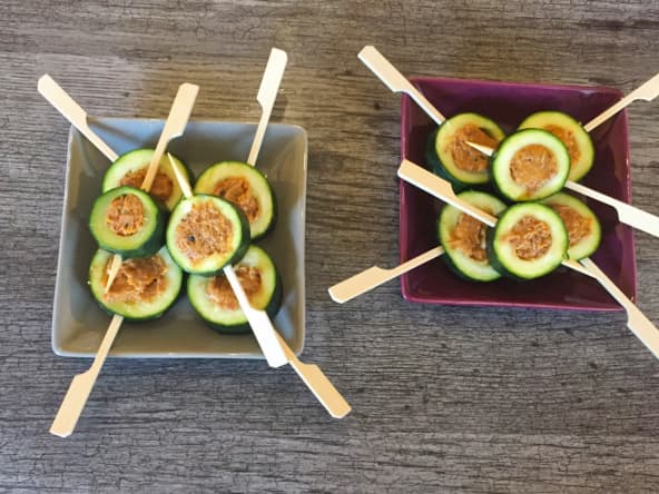 Courgettes farcies aux rillettes pimentées pour l'apéro
