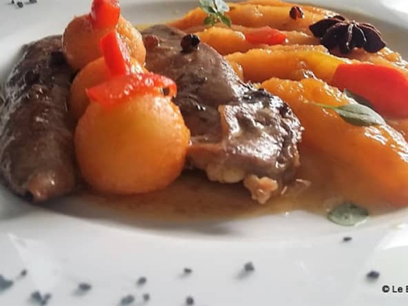 Aiguillettes de canard et poêlée de melon aux épices