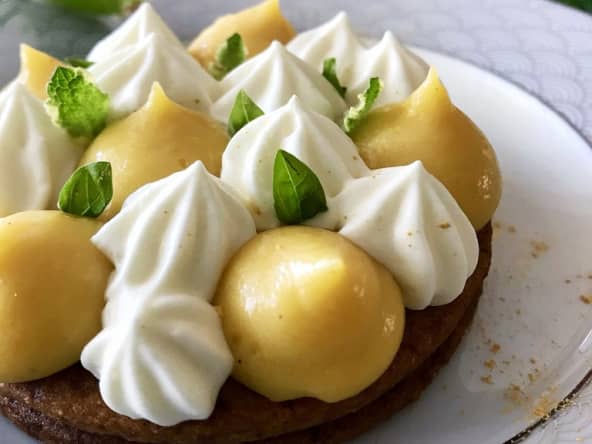 Tartelettes crème citron-basilic, ganache menthe ananas * IG Bas