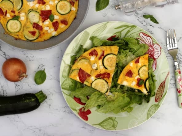 Frittata à la courgette, feta et chorizo