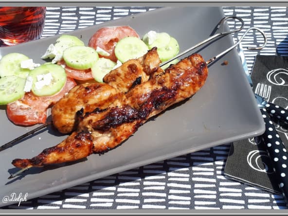 Brochettes de poulet au gingembre et miel