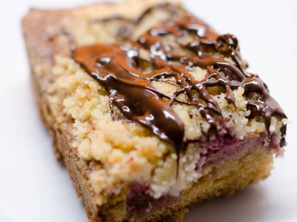 Crumbcake aux framboises et au chocolat