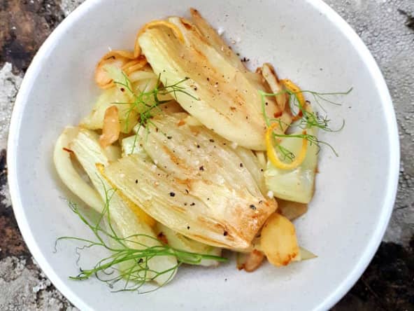 Fenouils confits à l'ail et au citron pour accompagner un rouget barbet