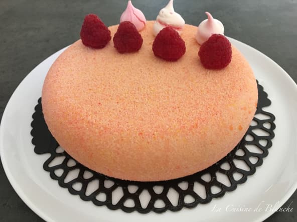 Entremets pêche framboise 