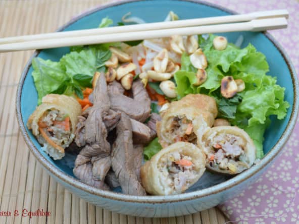 Bo Bun vietnamien au boeuf mariné à la citronnelle
